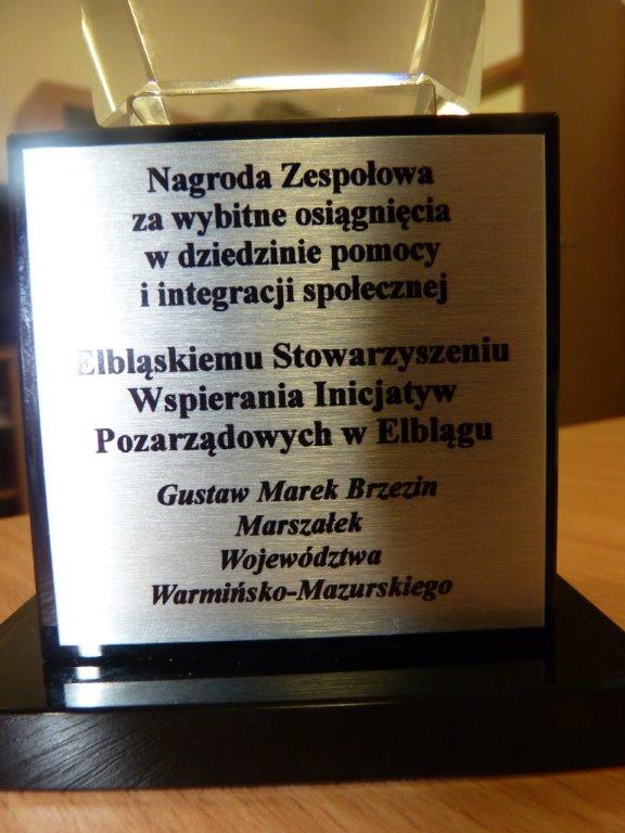 Nagroda Marszałka Województwa Warmińsko-Mazurskiego dla Stowarzyszenia ESWIP