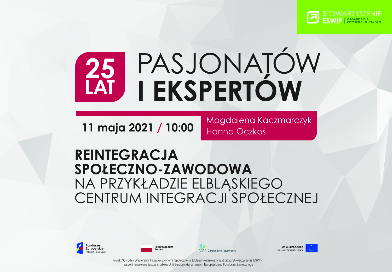 Webinarium: ,,Reintegracja społeczno-zawodowa na przykładzie Elbląskiego Centrum Integracji Społecznej