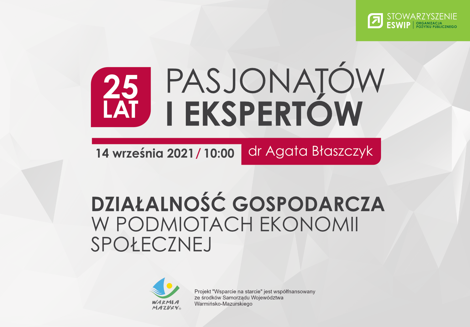 Webinarium: Działalność gospodarcza w podmiotach ekonomii społecznej 